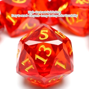 Dés DND en résine rouge à facettes, prisme <span class=keywords><strong>de</strong></span> flamme 7 pièces, dés RPG, dés polyédriques tranchants, fabrication <span class=keywords><strong>de</strong></span> dés - Product Image 3