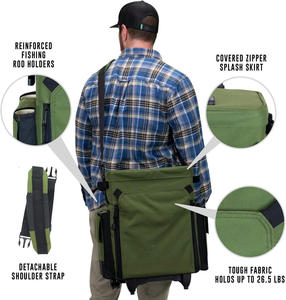 大型钓具袋附带冷却器渔具带渔具盒带轮子的钓鱼背包 - Product Image 3