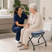 Chaise de toilette pliable portable pour personnes âgées, handicapées, patients, maisons de retraite et soins hospitaliers