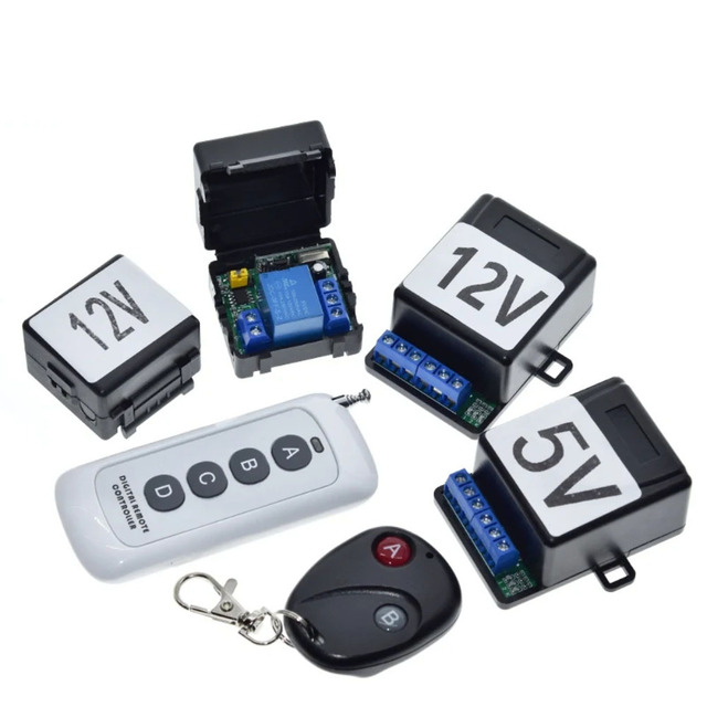 433Mhz RF Remote Control Wireless Switch DC 5V 12V 1CH 2Way Relay Receiver Module-GT396 2CH Transmitter Door Electromagnetic