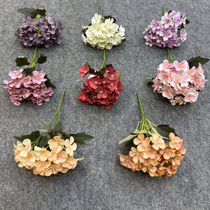 Bouquets d'hortensias artificiels en soie, fleurs réalistes pour décoration de mariage et salon, vente en gros - Product Image 1