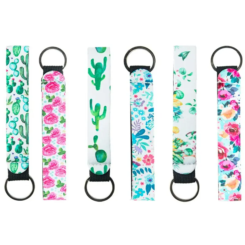 Hot Sale Neoprene Wristband Sublimation Wristlet Keychain Wrist Lanyard Keychain Holder