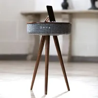 طاولة قهوة ذكية عصرية, شاحن هاتف ذكي محمول يعمل بالصوت على الخشب ، تصميم فاخر وعالي الجودة ، شاحن لاسلكي للهاتف المحمول