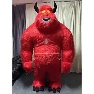 Yetişkin şişme kostüm şişme Evil canavar Sullivan kırmızı saçlı canavar peluş oyuncak doğum günü partisi Cosplay giyim