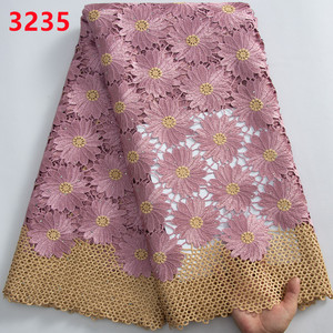 ผ้าลูกไม้ถัก,ผ้าลูกไม้ไนจีเรียสำหรับเย็บชุดแต่งงาน3235น่ารัก <span class=keywords><strong>Pomona</strong></span> สีเขียว Afrian Guipure - Product Image 5