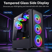 Boîtier de PC de jeu de taille moyenne avec panneau frontal en maille à flux d'air élevé, verre trempé, compatible ATX, M-ATX, ITX, pour ordinateur de bureau