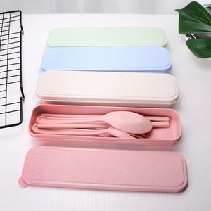 Juego de Cubiertos Portátiles Reutilizables para Viajes y Campamento, Tenedor, Palillos, Cuchara, Vajilla de Paja de Trigo con Estuche - Product Image 3