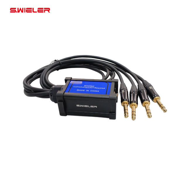 Snake Cable Ethercon Cat6 Rj45 to 6.35mm 1/4 Inch Trs Stereo Plug Stage Live Studio Adapter DMX Extender with 4Channel 6.35 Jack