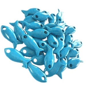 Turquesa Artificial en Forma de Pez, Azul, Pulida y Lisa, Piedra Preciosa - Product Image 6