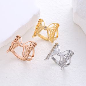 Anillo de Mariposa Vintage, Estilo Suku Original, Estilo Urbano para Chicas Modernas, Súper Inmortal, Estilo Ins, con Incrustaciones de Diamantes, Anillo de Moda Popular - Product Image 2