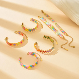 <span class=keywords><strong>Braccialetti</strong></span> Bohémien Regolabili all'Ingrosso, Fatti a Mano <span class=keywords><strong>con</strong></span> <span class=keywords><strong>Perline</strong></span> Miyuki, Motivo Geometrico per Anniversario Femminile - Product Image 4