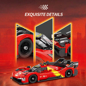Reobrix 11041 11042 <span class=keywords><strong>1</strong></span>:16 499P <span class=keywords><strong>F1</strong></span> Voiture de Championnat de Grande Taille en Blocs de Construction - Kit Modèle MOC Moteur V6 pour Adultes et Enfants - Product Image 3