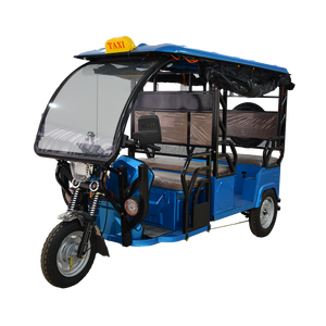 Tricycle électrique semi-fermé pour passagers, tricycle électrique pour passagers 4 places, carrosserie ouverte, couleur jaune - Product Image 2