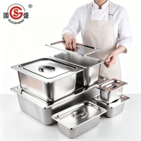 Bac Gastronorme en Acier Inoxydable de Qualité Alimentaire, Taille Complète 1/1 1/2 1/3, avec Couvercle, pour Table Vapeur, Équipement de Cuisine Hôtelière et de Restauration