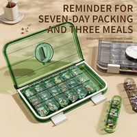 Organisateur de médicaments hebdomadaire compact, portable, léger, classique, détachable, hermétique, sans BPA, en PP, boîte carrée, idéal pour le camping