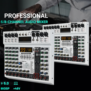 Professioneller 6/8-Kanal-Audiomixer DJ-<span class=keywords><strong>Controller</strong></span> mit 99 DSP-Effekten und MP3 BT Metall- und Kunststoff-Mischpult - Product Image 6