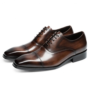 Zapatos Formales de Negocios para Hombre, de Cuero Genuino, Estilo de Alta Gama, Punta Cuadrada, con Cordones, que Aumentan la Estatura - Product Image 5