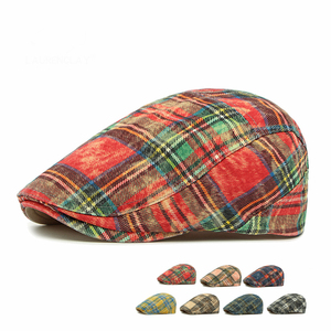 Classique Plaid Réglable Hommes Casual Bérets Chapeau Rétro Plat Chapeaux Marque D'été Béret - Product Image 2