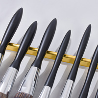 Ensemble de pinceaux de maquillage professionnel pour le visage de luxe noir de haute qualité Kit de marque privée de 16 pièces avec outils en poudre