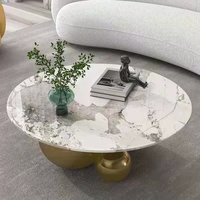 Table centrale de luxe ronde en marbre pour salon moderne Mobilier pour la maison et l'hôtel Table basse en acier inoxydable