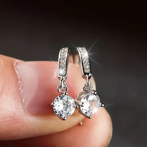 Minimalist Prong Ear <b>Hook</b> Drop <b>Earrings</b> For Women Sparkle Stone Dangle <b>Earrings</b> Daily Wear Fashion Jewelry Wholesale - Product Image 2