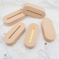 Bases en bois avec planches acryliques pour l'écriture Base de lumière LED chaude avec câble USB pour l'application de la chambre à coucher