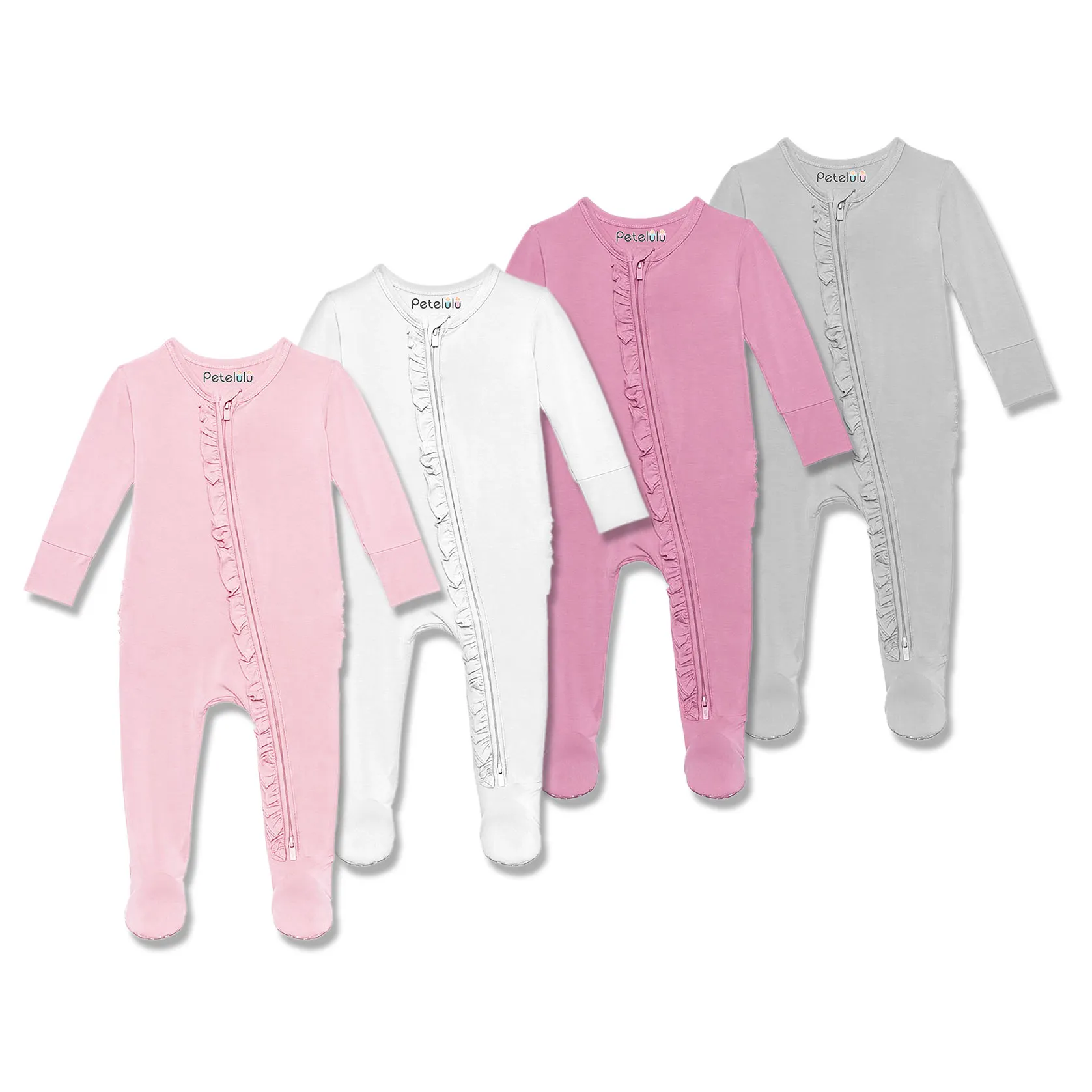 Romper Bayi Bambu Viscose Ritsleting Romper Sleeper Footie Bambu Bayi Rajut Penuh Musim Panas Kasual Unisex Gambar Katun Bambu