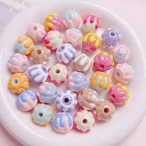 16mm Cute Hand-painted Pumpkin Multi-color Modern <b>Large</b> Hole Round Acrylic <b>Beads</b> DIY Jewelry Mobile Phone Chain Accessories - Product Image 2