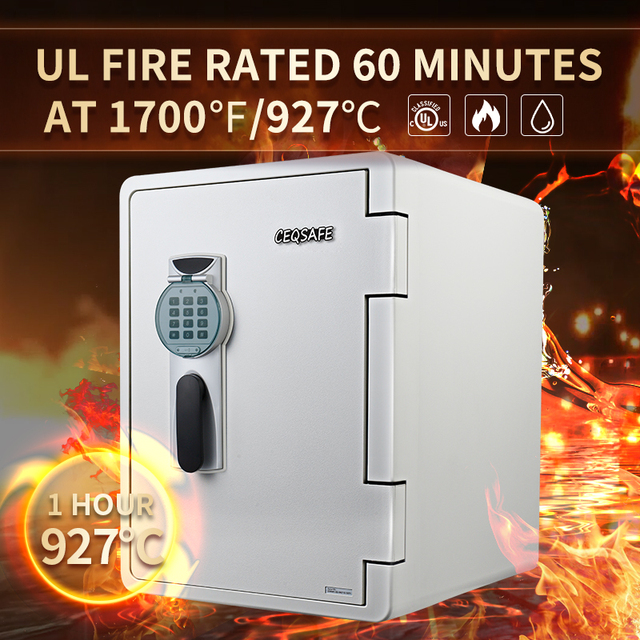 CEQSAFE S.G.S Verfied 8 Hours Waterproof Cabinet Security 2 Hours Fireproof Steel Safe Box with Digital Safe for Home Storage