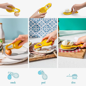 Éplucheur en plastique pratique jaune, trancheur de garniture, perforateur de coquille d'œuf à la coque pour la maison - Product Image 6