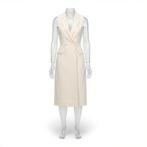 White Double Breasted <b>Linen</b> Vest <b>Women</b> Sleeveless Tailored <b>Waistcoat</b> Business Office Outerwear - Product Image 4
