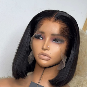 Venta al por Mayor de Pelucas Cortas Bob con Encaje Frontal y Línea de Cabello en Forma de M Estilo Lagos, Cabello Humano Liso sin Procesar, Peluca Frontal de Encaje HD sin Pegamento para Vendedores - Product Image 4