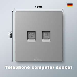 Prise murale britannique standard pour téléviseur et ordinateur, avec un seul port réseau, grise, ignifuge, pour PC. - Product Image 2