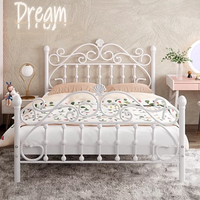 Lit en Fer Moderne et Simple Double 1,5 Mètres, Lit en Fer pour Enfants 1,8, Cadre de Lit en Fer Princesse Tendance, Lit Simple Nordique 1,2 Mètres