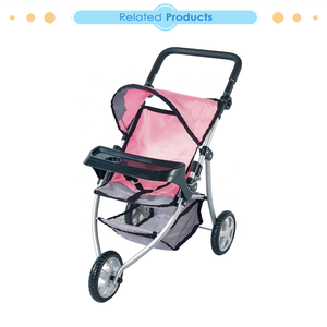 Dollri starri màu hồng và màu xám Oxford vải bé Búp Bê Chạy Bộ xe đẩy với khay và có thể điều chỉnh xử lý Xe đẩy cho búp bê - Product Image 2