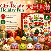 Calendrier de l'Avent Festif 24 Pièces : Jouets Sensoriels Squishy en Forme de Raviolis pour Enfants – Cadeaux de Compte à Rebours Amusants pour les Fêtes et Soulagement de l'Anxiété/Stress