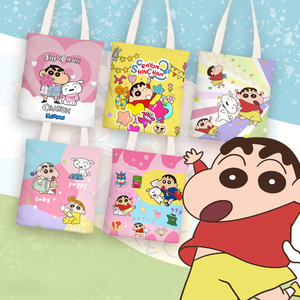 Tas jinjing kanvas kasual sho-chan cantik Anime kartun tas bahu wanita manis kapasitas besar grosir - Product Image 1