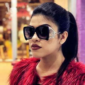 Gafas de Sol de Moda 2021, Venta al por Mayor, Elegantes, Grandes, con Protección UV400, Montura Metálica, Estilo Mariposa para Mujer - Product Image 2