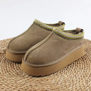 Bottes de neige de marque de haute qualité 2025, semelles épaisses, chaussures décontractées en laine et en herbe pour femmes, chaussures antidérapantes de luxe, pantoufles - Product Image 6