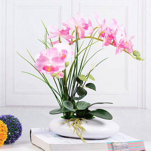 Decor <strong>Orchid</strong> <strong>Artificial</strong> Flowers White <strong>Orchid</strong> Plant 12 Heads Flower <strong>Artificial</strong> <strong>Orchid</strong> with <strong>Pot</strong> - Product Image 2