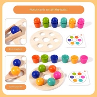 Juego de Reconocimiento de Colores del Arcoíris Montessori para Niños, Juguete Educativo Temprano con Cuentas de Madera, Bolas y Vasos para Emparejar