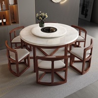 Ensemble de table et de chaises de salle à manger en marbre de luxe nordique, adapté aux hôtels, villas, appartements, restaurants