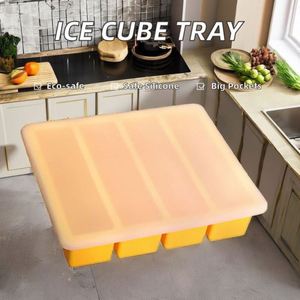 Bandeja de silicona de grado alimenticio para cubitos de hielo, cavidades grandes, ecológica, molde seguro para hielo seco, color amarillo y negro, para herramientas de helados - Product Image 2