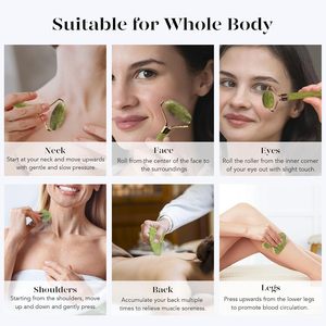 Ensemble Rouleau <span class=keywords><strong>de</strong></span> <span class=keywords><strong>Jade</strong></span> et Gua Sha pour le <span class=keywords><strong>Visage</strong></span> - Anti-Poches et Anti-Rougeurs - Routine <span class=keywords><strong>de</strong></span> Soins <span class=keywords><strong>de</strong></span> la Peau - Soins Personnels - Hommes/Femmes - Vert - Product Image 3