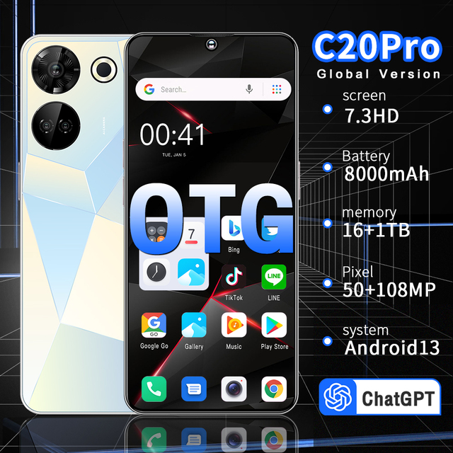 2026 Hot Selling C20 Pro Business Android Smartphone Real 4G 16GB+1TB Storage Multi-Language