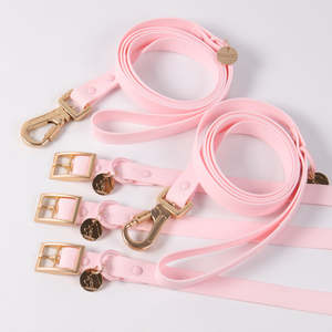Conjunto de Correa y <span class=keywords><strong>Collar</strong></span> para Mascotas Ajustable, Impermeable, Moderno y de Lujo, Hebilla Dorada Rosa Multicolor, Cuatro Estaciones, Protección Contra el Viento - Product Image 5