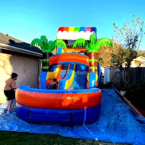 Toboganes de agua inflables comerciales personalizados con tobogán de piscina para niños