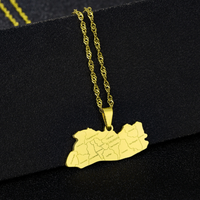 Collier en acier inoxydable avec pendentif en forme de carte de la Tunisie couleur acier, série cartes nationales, drapeau du pays, cadeau souvenir tendance