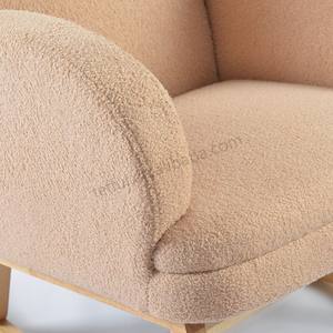 Modern High Back Armchair Fluffy Glider Rocker Rubber <b>Wood</b> <b>Legs</b> Upholstered Accent Chair for Adults for Home Office Living Room - Product Image 5