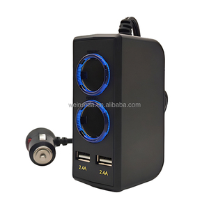 Puerto 2USB de alta calidad, Cable de 1,2 M, cargador de coche, carga rápida, control de voltaje manos libres para enchufe de encendedor de cigarrillos de 12-24V - Product Image 1